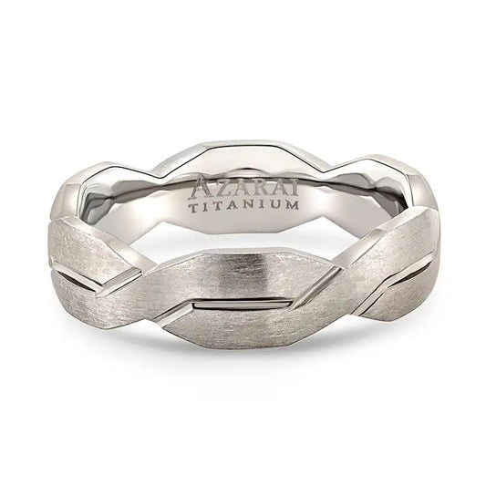 An Oasis titanium wedding band with a braided design.