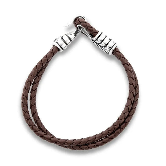 The Osiris leather bracelet for men features a brown braided design with a silver-tone clasp and offers options for gift packaging and nationwide delivery.