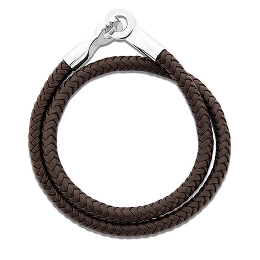 The Torq leather bracelet for men features a brown braided design with a silver clasp, ideal for any occasion. With elegant gift packaging and available for nationwide delivery, it makes a thoughtful and stylish gift.