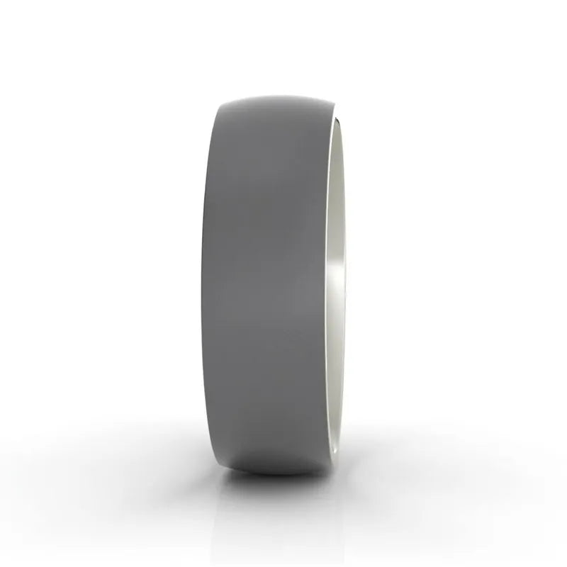 The Baylor titanium wedding band, a simple and smooth men's ring, is displayed against a white background.