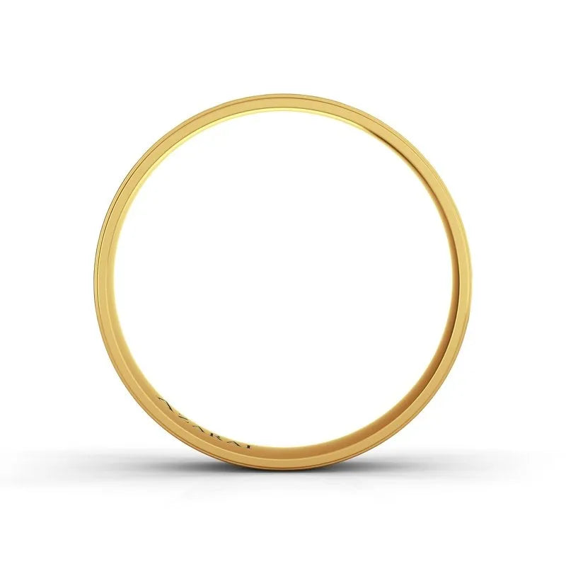 The Brunswick 9kt gold wedding band, featuring a polished finish and a sleek design, is an ideal choice for a men's wedding ring, beautifully displayed on a plain white background.