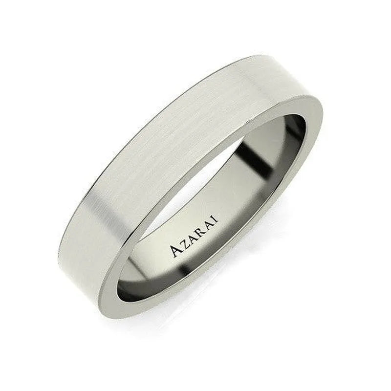 Discover the Argyle titanium wedding band, featuring "AZARAI" elegantly engraved inside, now available on clearance.