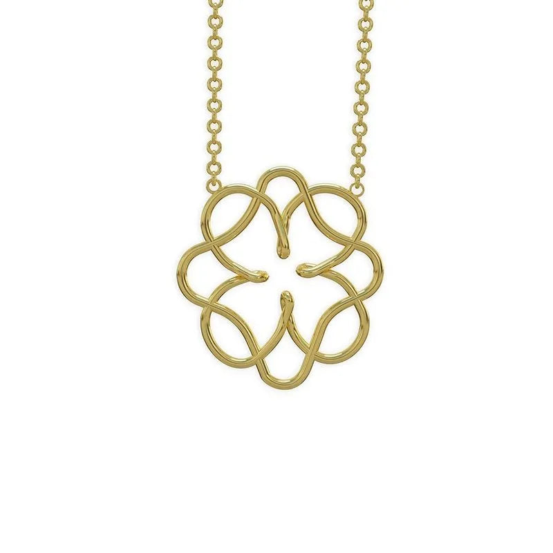 Alis 9kt gold pendant and chain features an adjustable necklace with an intricate, looped floral design, making it a perfect jewelry gift.