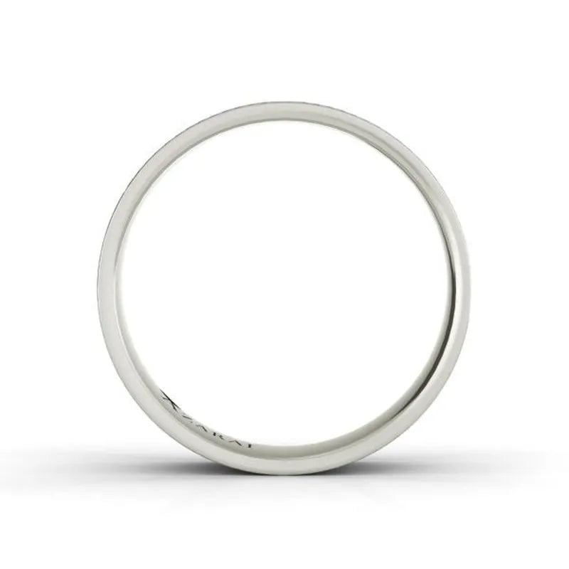 Sterling silver circular ring with a smooth finish, viewed from above against a white background. Perfect as the Langston sterling silver wedding band for those who appreciate timeless elegance.