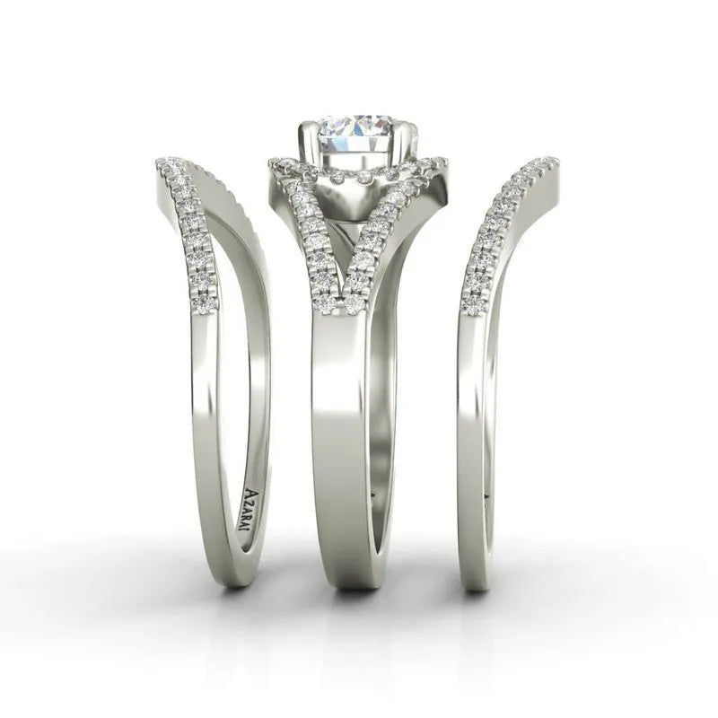 Three exquisite Raquel sterling silver bridal sets, arranged vertically, are the perfect choice from our clearance collection.